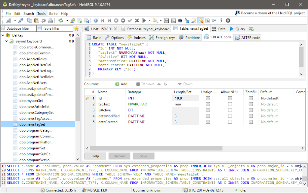 How do you create a sql file in heidisql winscp date parameter