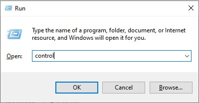 Open control panel using run command