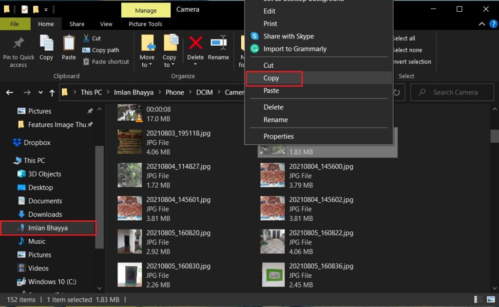 How to Copy and Paste a Picture in Windows From 6 Locations 4 From Mobile Phone Memory