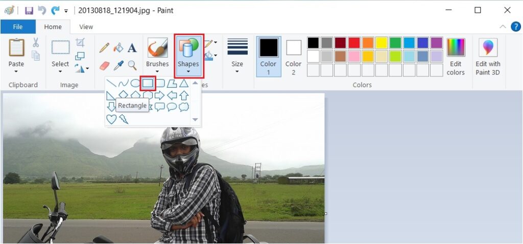How to Fade a Picture Using Microsoft Paint 2 place rectangle in paint
