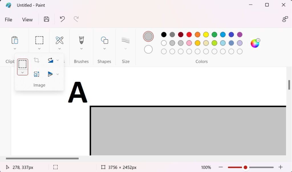 How to Make MS Paint Select Larger Than Screen 2 image selection in paint point 1