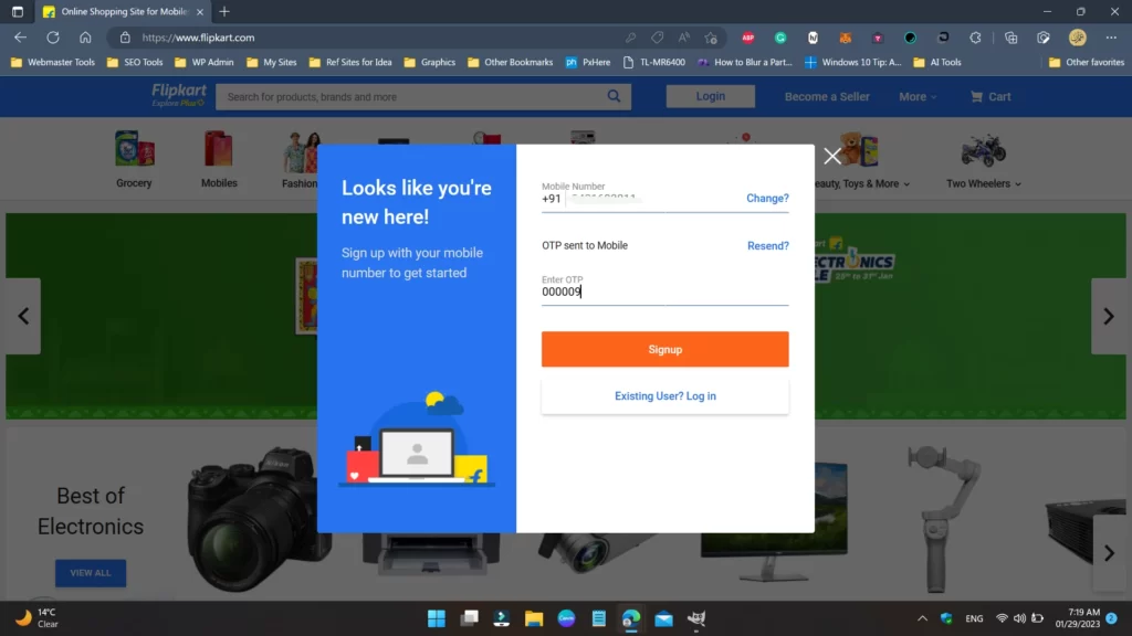 How to Create Flipkart Account 3 signup for flipkary