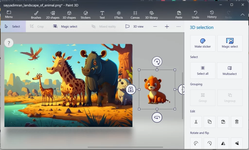 How to Make an Image Transparent in Paint 3D 4 drag object out of canvas after magic select
