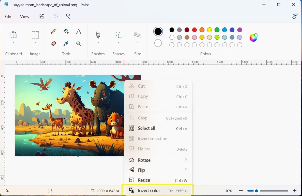 Paint 3D Can't Invert Colors, Here is How to Invert using MS Paint 1 invert image option in ms paint