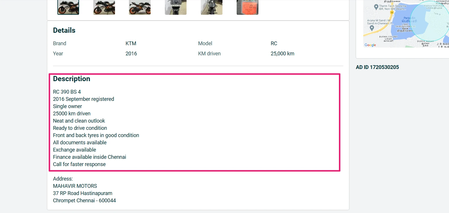 "Describe What You Are Selling" meaning in olx 2 olx product list description