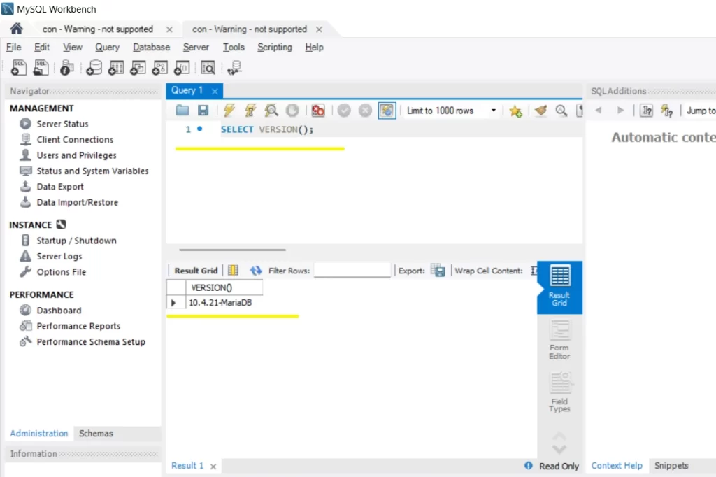 3 Methods to Check MySQL Version in Workbench 3 sql version query