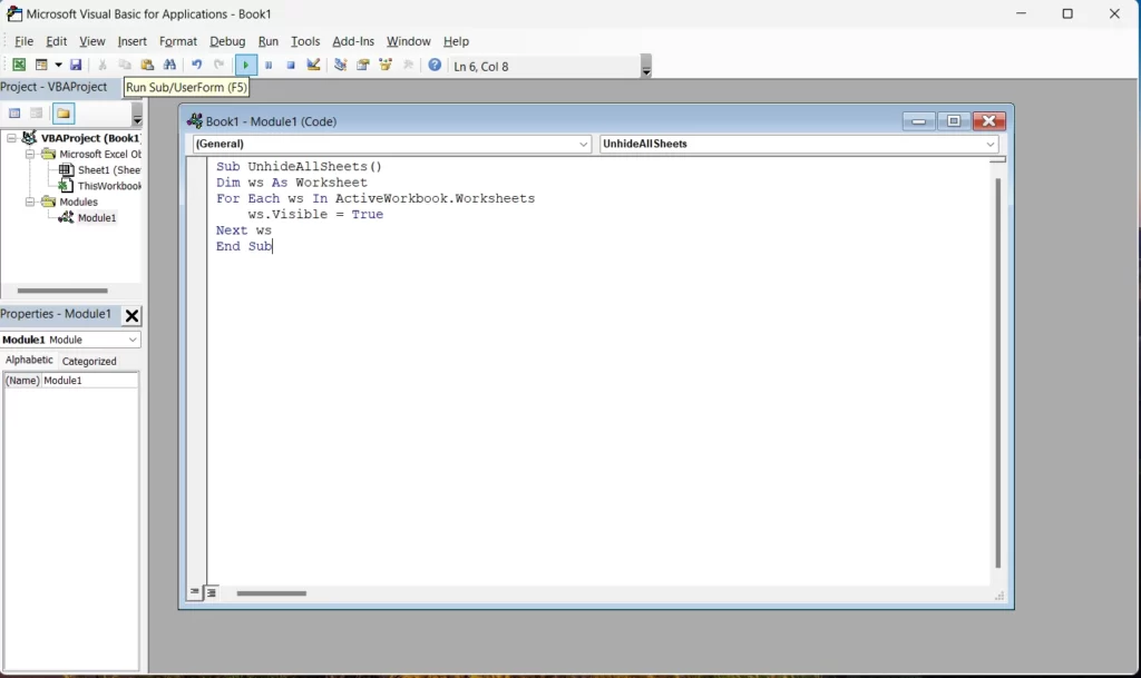 How to Unhide all Worksheets in Excel using VBA Code 2 unhide all worksheets