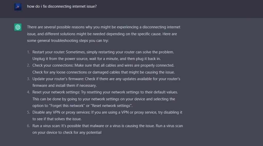 Top Chat GPT Commands to Solve Your Daily Tech Problems 2 chat gpt response