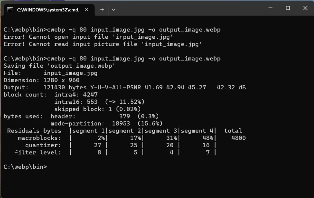 Which is the Best Tool to Convert Images in WebP Format? 2 googles webp converter console