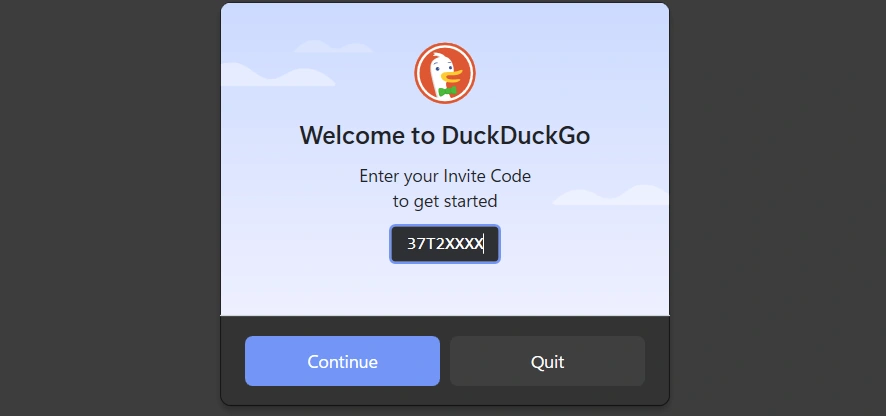 How to Get a DuckDuckGo Invite Code for the Windows Browser App 3 duckduckgo asking invite code screen