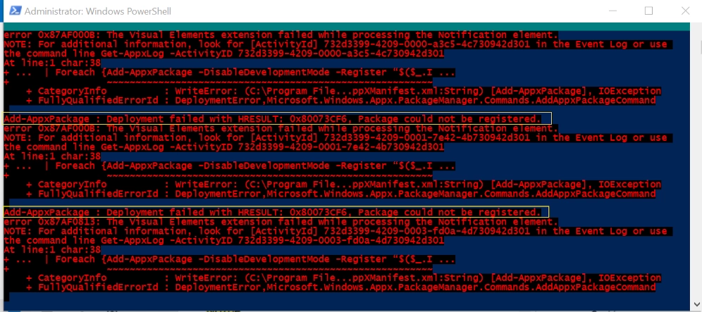 HRESULT 0x80073CF6 Error Code