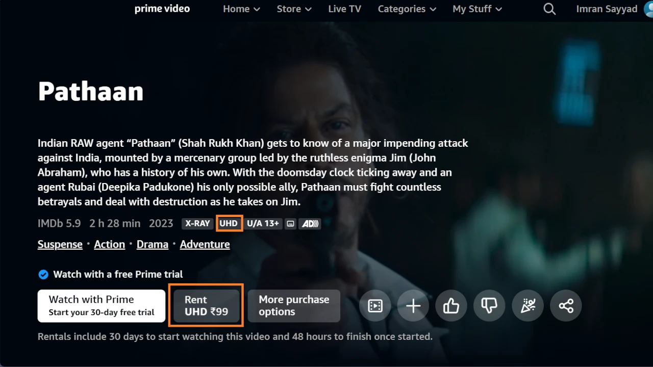 Easy Way To Tell If Samsung TV Is Playing In 4K 4 UHD 4k video example in amazon prime