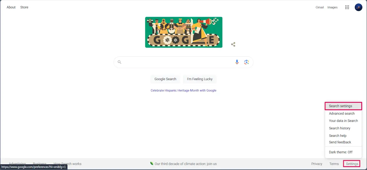 Changing Display & Search Language in Google 2 access google search settings