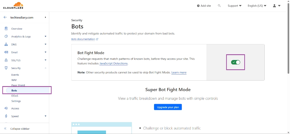 botfight mode in cloudflare