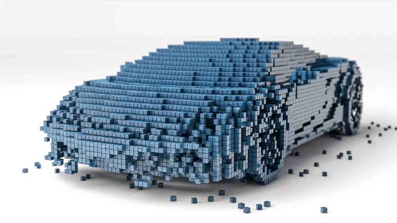 car made from voxel cuves