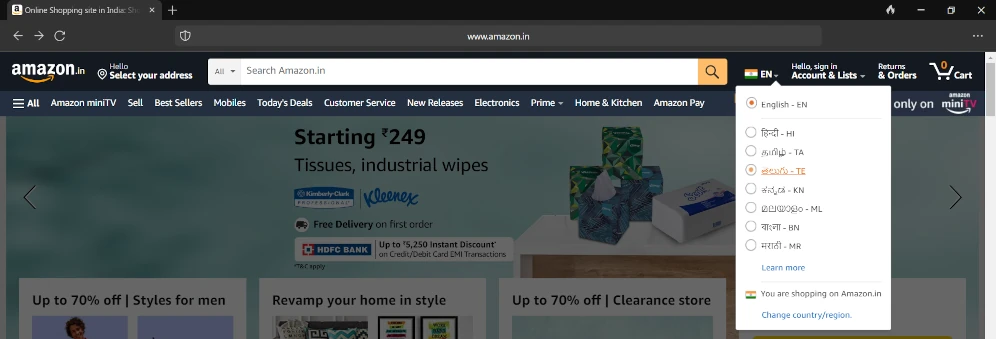 How to Change Language on Amazon: A Step-by-Step Guide 2 change amazon language from topbar