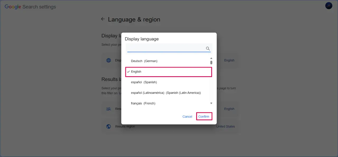 Changing Display & Search Language in Google 5 change google display language