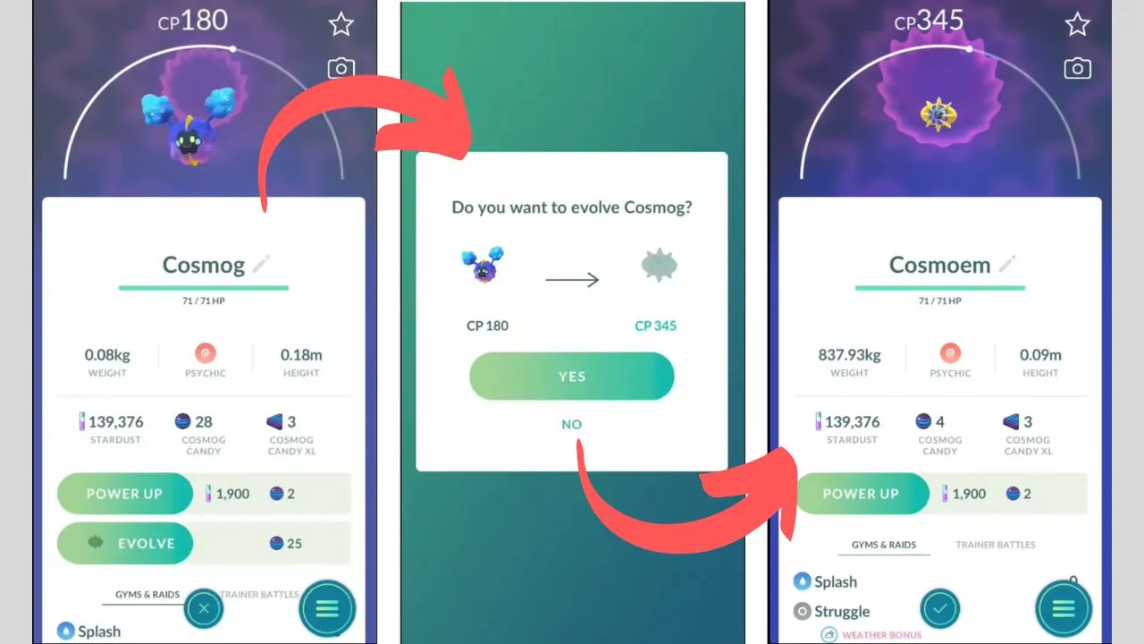 Evolve Cosmog into Solgaleo or Lunala in Pokemon Go 2 evolving cosmog into cosmoem