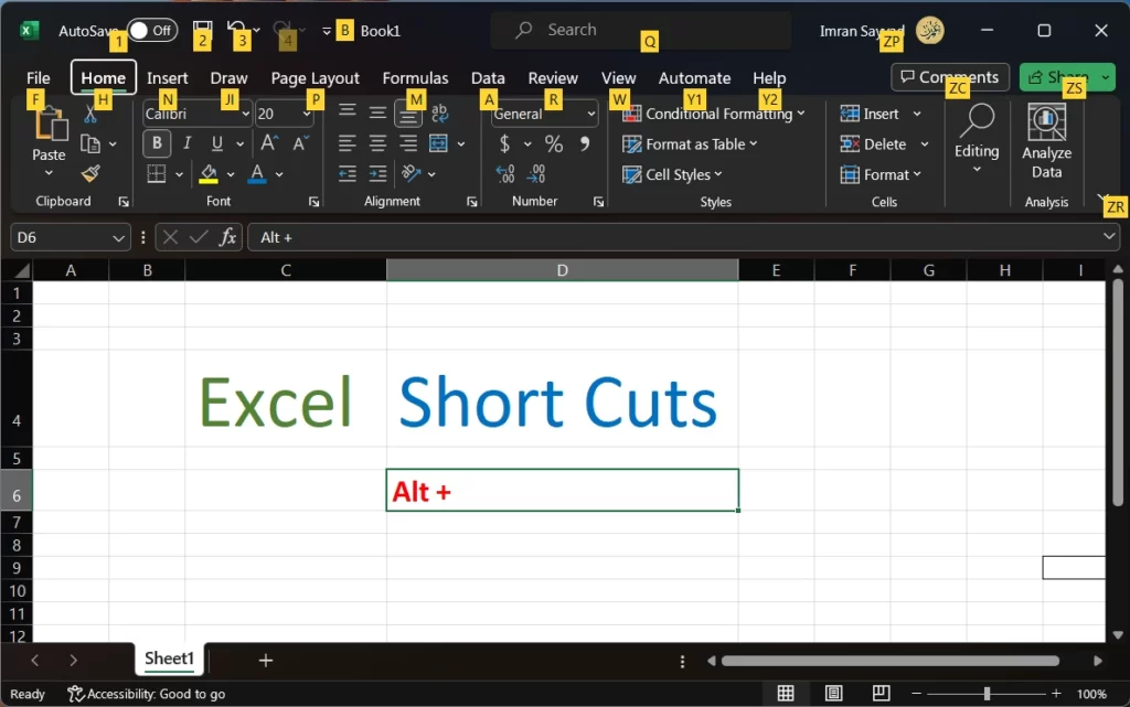 Excel Shortcuts to Work with Cells, Columns, and Rows 2 excel shortcuts screenshot