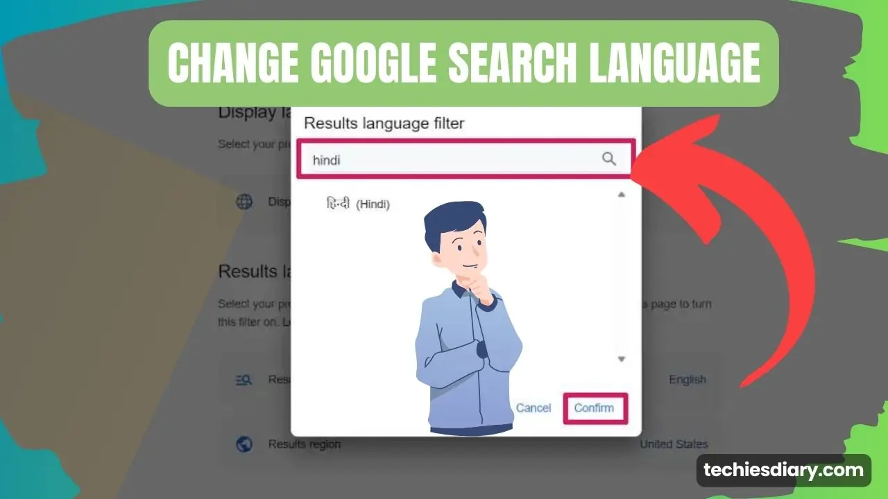 how to change language in google