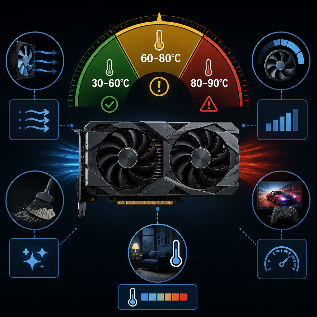 How to Check GPU Temperature and Know If It’s Too Hot 1 GPU temperature ranges and cooling steps infographic