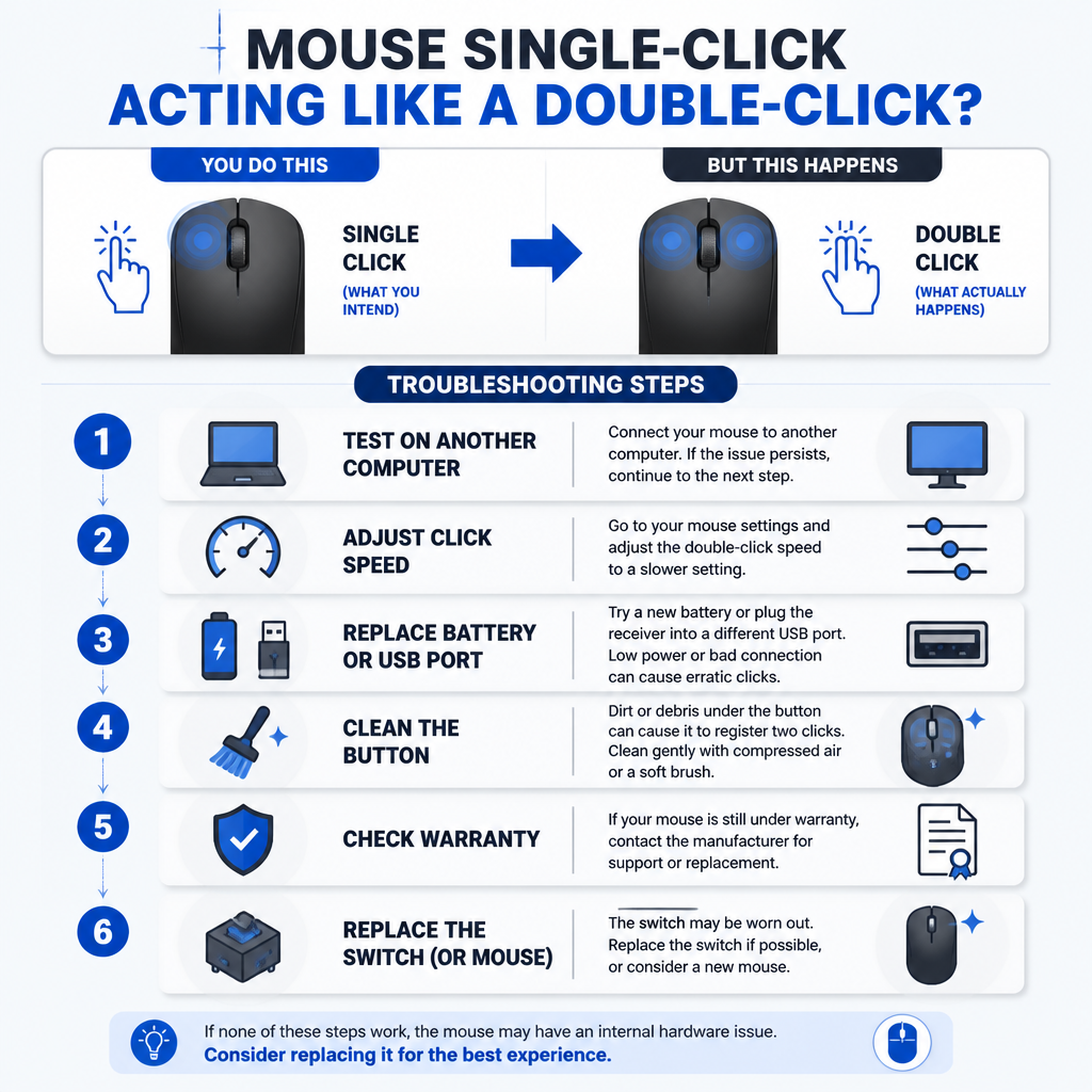 Steps to diagnose and fix a mouse that double-clicks once