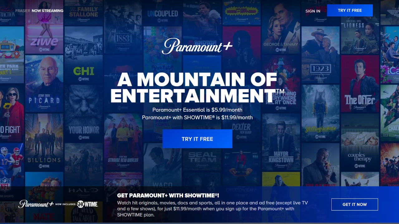 paramount plus home page