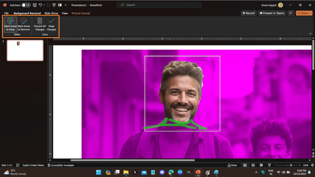 Creating PPT Template for passport photo printing 2 remove background of the image in ppt
