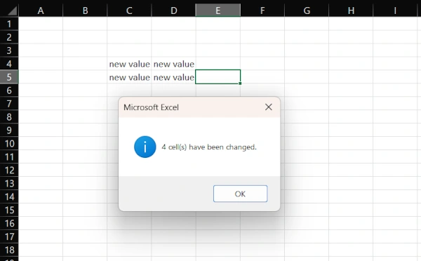How to Find and Replace Values in Cell Using Excel Macro 3 replacement count popup