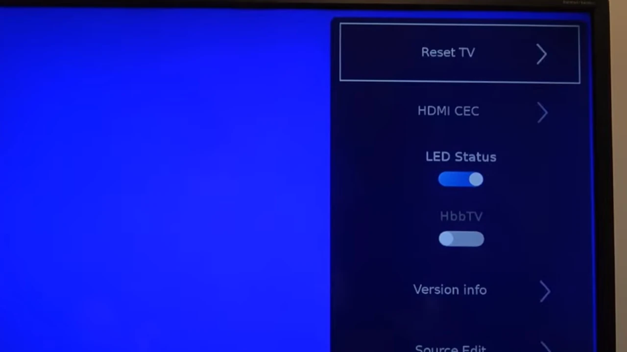reset TV option in sharp tv