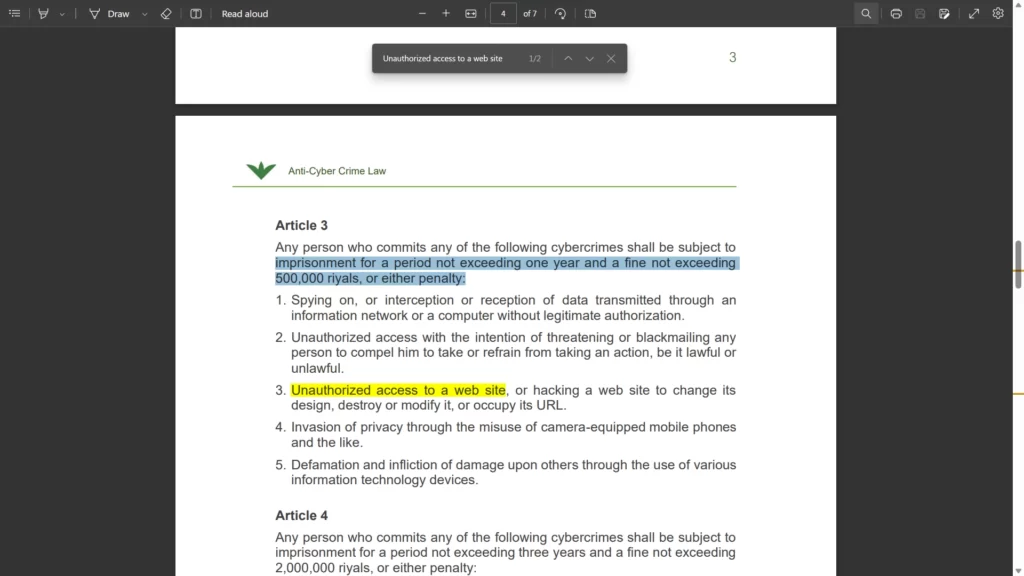 Is VPN Allowed in Saudi Arabia? and Why? 3 saudi ani cyber crime lay article 3