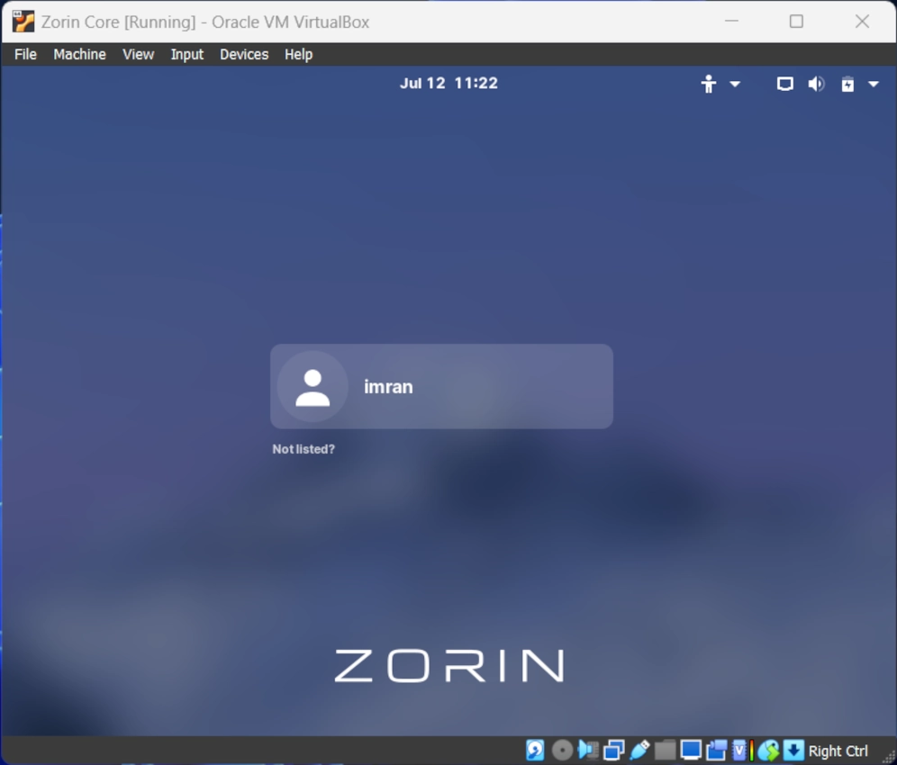 How to Install Zorin OS 16 in VirtualBox 11 zorin login screen